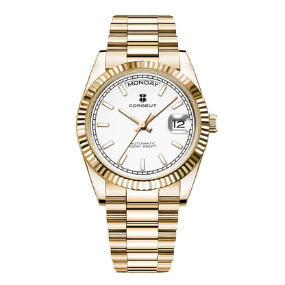 Luxuriöse Corgeut 36MM Herrenuhr ST1644 Automatische mechanische Armbanduhr mit Saphirglas Relogio Masculino 10BAR Day Swim Dress Watch