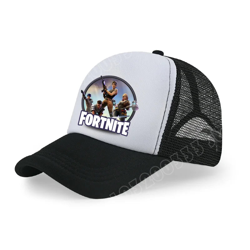 Gorra de béisbol Fortnite con estampado de juego estilo cartoon para niños, gorra de malla transpirable de verano, visera ajustable, regalo de cumpleaños para niños