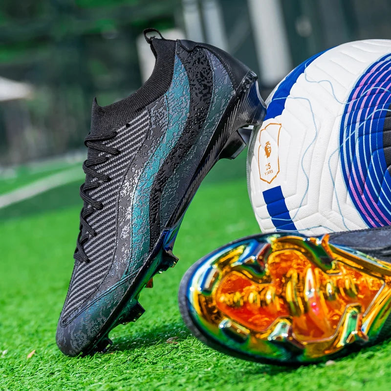 Chaussures de Football de sport pour hommes Fg/Ag, ongles longs, prairie artificielle pour adultes, chaussures spécifiques à l'entraînement durables, chaussures hautes antidérapantes