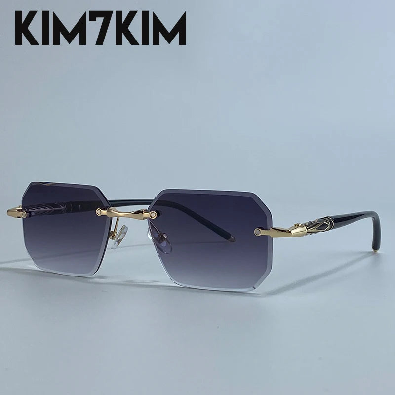 Square Rimless Punk Sunglasses Men 2026 Luxury Brand  Polygon Frameless Sun Glasses For Male Steampunk Driving Eyewear Shades