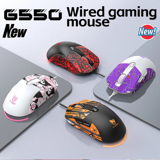 2026 Wired Gaming Mouse Cute Personalized Anti-Slip Sticker 6-Key Office Mouse Suitable for Desktop and Laptop Computers NEW HOT