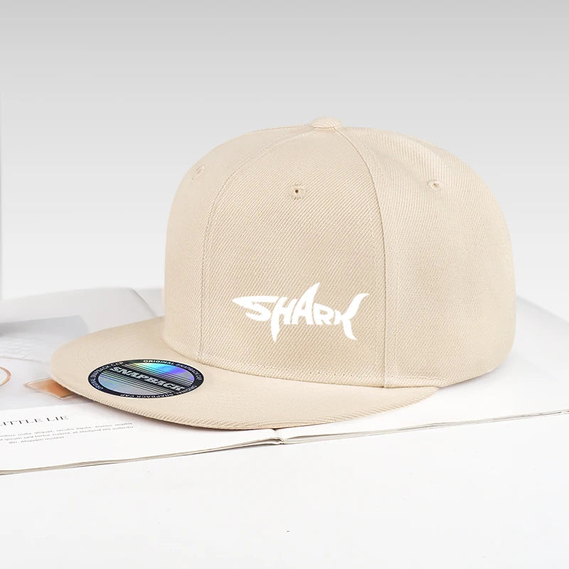 Shark Letter Print Flat-Brim Cap | Hip-Hop Street Style | Adjustable Size | Everyday Sports & Casual Flat-Brim Baseball Cap