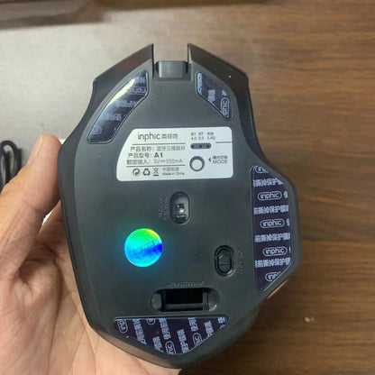 INPHIC A1 Bluetooth Mouse, Rechargeable 2.4G Tri-Mode Optical Mute Wireless Mouse, 1600 DPI for Mac, Laptop, PC, Tablet, Mobile Phone
