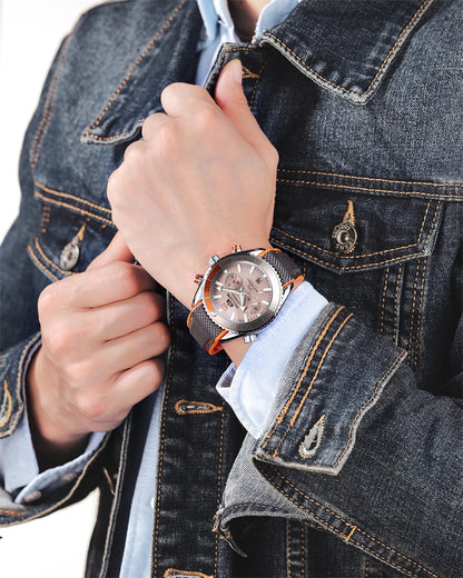 PAULAREIS P Reloj mecánico automático de lujo para hombre, cuerda automática, correa de caucho, resistente al agua, luminoso, con fecha, reloj de moda para hombre
