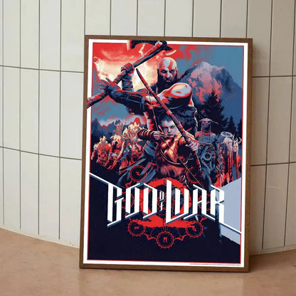 Game G-God Of War Poster Self-adhesive Art Room Entrance Restaurant Wall Decor Art Painting