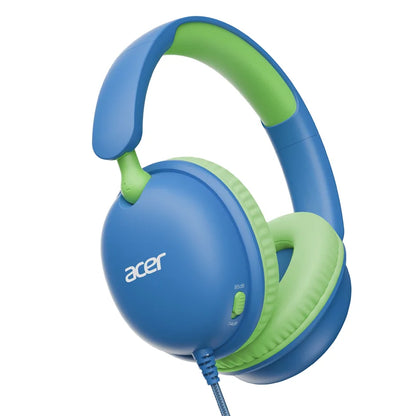 Casque pour enfants Acer OHW355 avec cordon pour l'école, casque filaire stéréo pliable avec prise jack 3,5 mm, limite de volume 74/85 dB