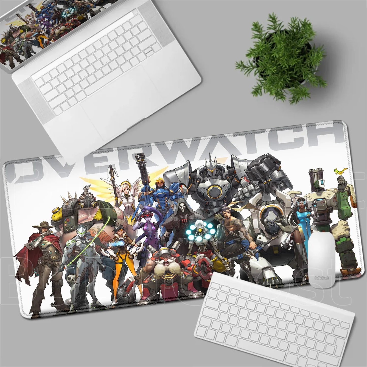 Tapete de rato gaming Overwatch Anime Girl grande XXL com impressão HD, base para teclado de computador, portátil e escritório, tapete de secretária em borracha macia 900x400 MM
