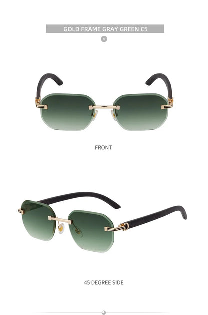 Vintage Square Rimless Sunglasses Men 2026 Luxury Brand Trendy Frameless Punk UV400 Eyewear Anti Blue Light Prescription Glasses