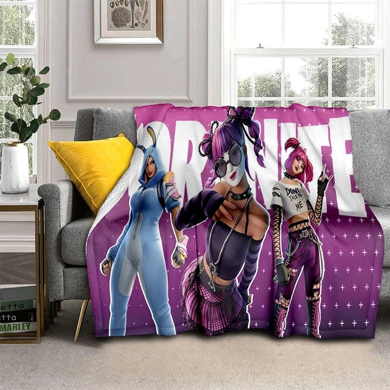 3D-F-Fortnites-Cartoon-Game-Flanelldecke, weiche warme Kuscheldecke für Schlafzimmer, Wohnzimmer, Bett, Reisen, Camping, Picknick, Geschenk