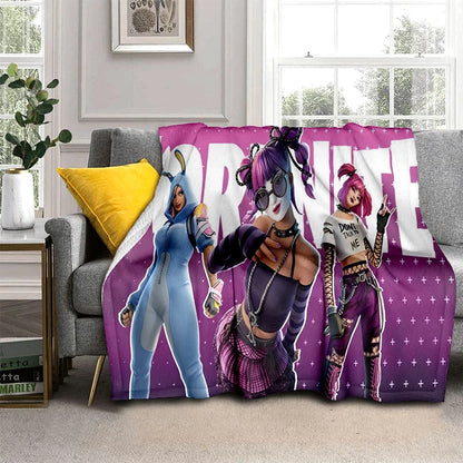 3D-F-Fortnites-Cartoon-Game-Flanelldecke, weiche warme Kuscheldecke für Schlafzimmer, Wohnzimmer, Bett, Reisen, Camping, Picknick, Geschenk