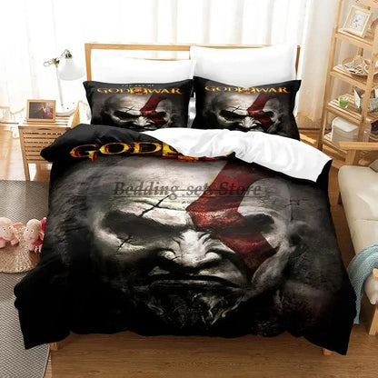 2023 Game God of War Bedding Set Single Twin Full Queen King Size Bed Set Aldult Kid Bedroom Duvetcover Sets Anime Bed Sheet Set