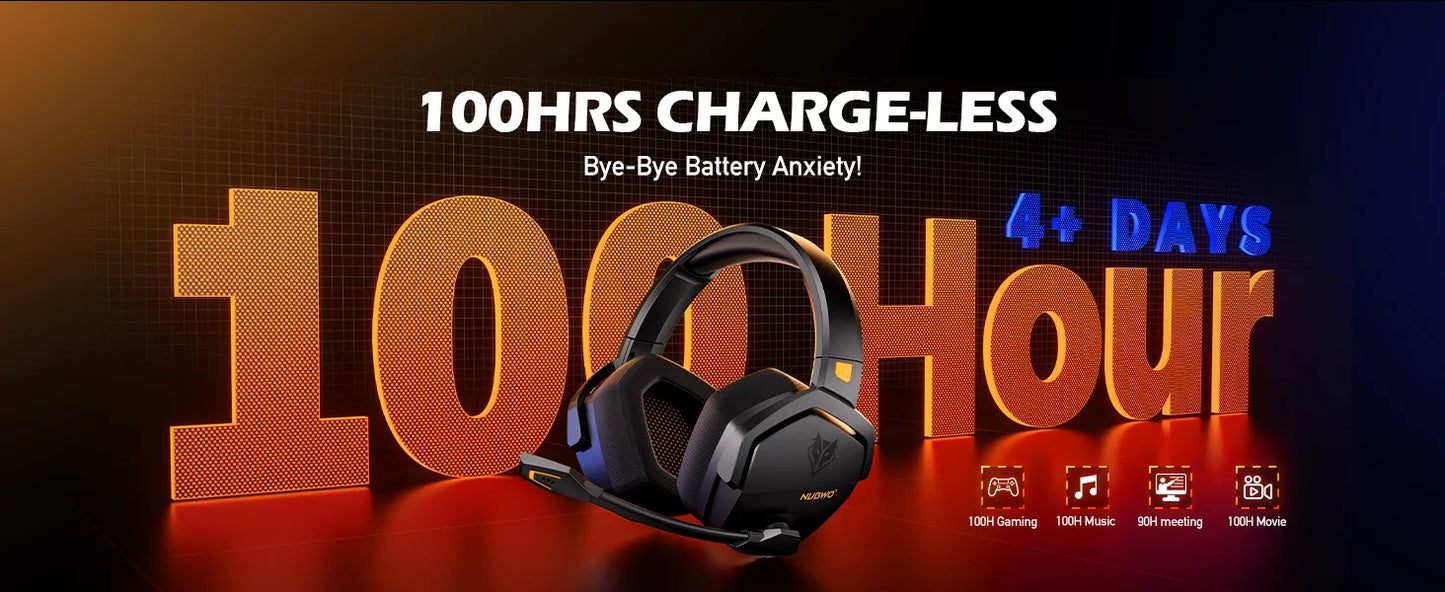 NUBWO G06 Dual Wireless Gaming Headphones 2.4GHz Bluetooth 5.3 Headsets Gamer with Microphone for PS5, PS4, PC, Mobile, Switch