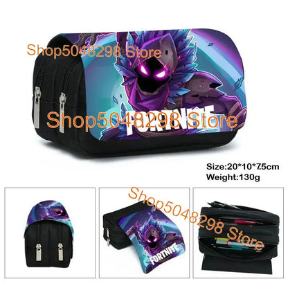 Estuche grande de lona kawaii para lápices, estuche para bolígrafos para niños y niñas, estampado Fortnite, material escolar, papelería para adolescentes, regalo de cumpleaños