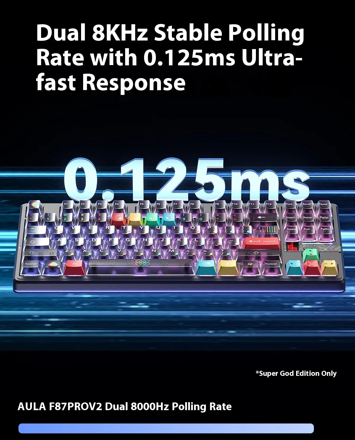 Teclado Mecânico AULA F87 Pro V2, 3 Modos Sem Fios, Bateria de Longa Duração 12000mAh, Hot-Swap, RGB Personalizável, Teclado E-Sports para PC Gaming