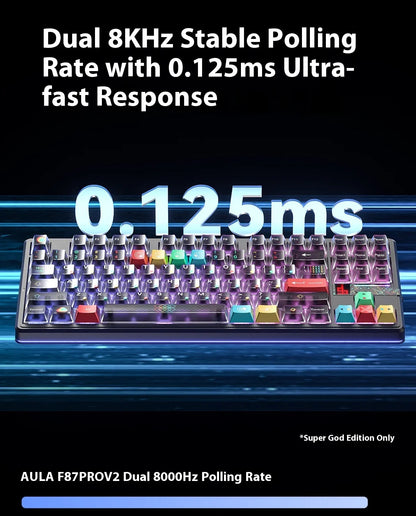 Teclado Mecânico AULA F87 Pro V2, 3 Modos Sem Fios, Bateria de Longa Duração 12000mAh, Hot-Swap, RGB Personalizável, Teclado E-Sports para PC Gaming