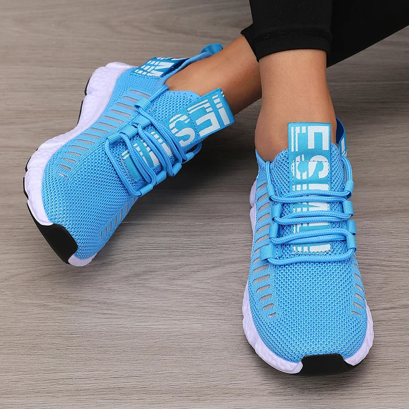 Women’s Sports Shoes Mesh Lightweight Soft Sole Jogging Strap Breathable Fashion Sports Walking Casual Tennis Flat Shoes for Men