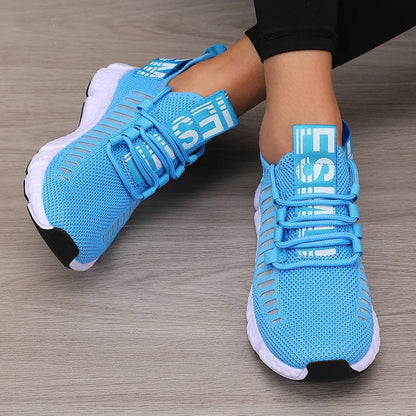 Women’s Sports Shoes Mesh Lightweight Soft Sole Jogging Strap Breathable Fashion Sports Walking Casual Tennis Flat Shoes for Men
