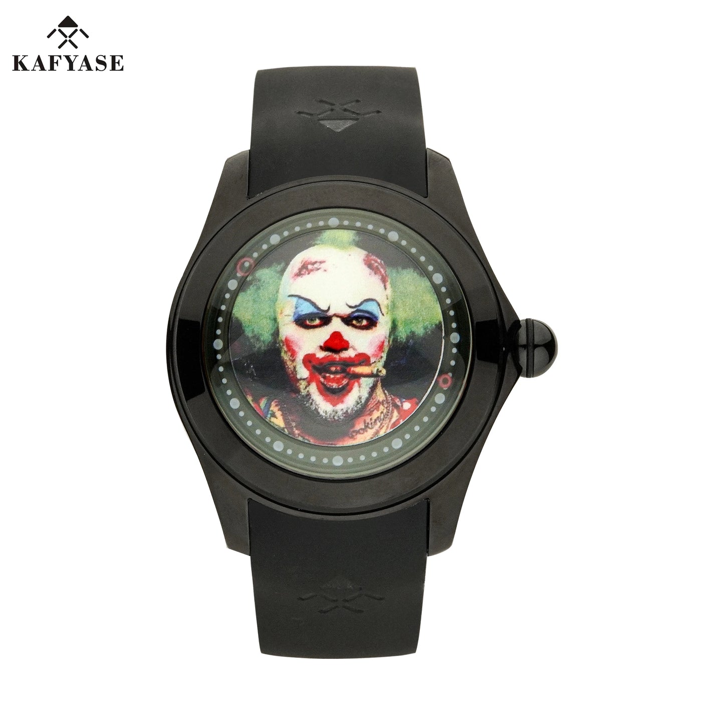 KAFYASE Fashion Earth Bubble Rubber Automatic Watches Luxury Men 46mm Mechanical Wristwatches Art Eye Ball Dial Classic Watch
