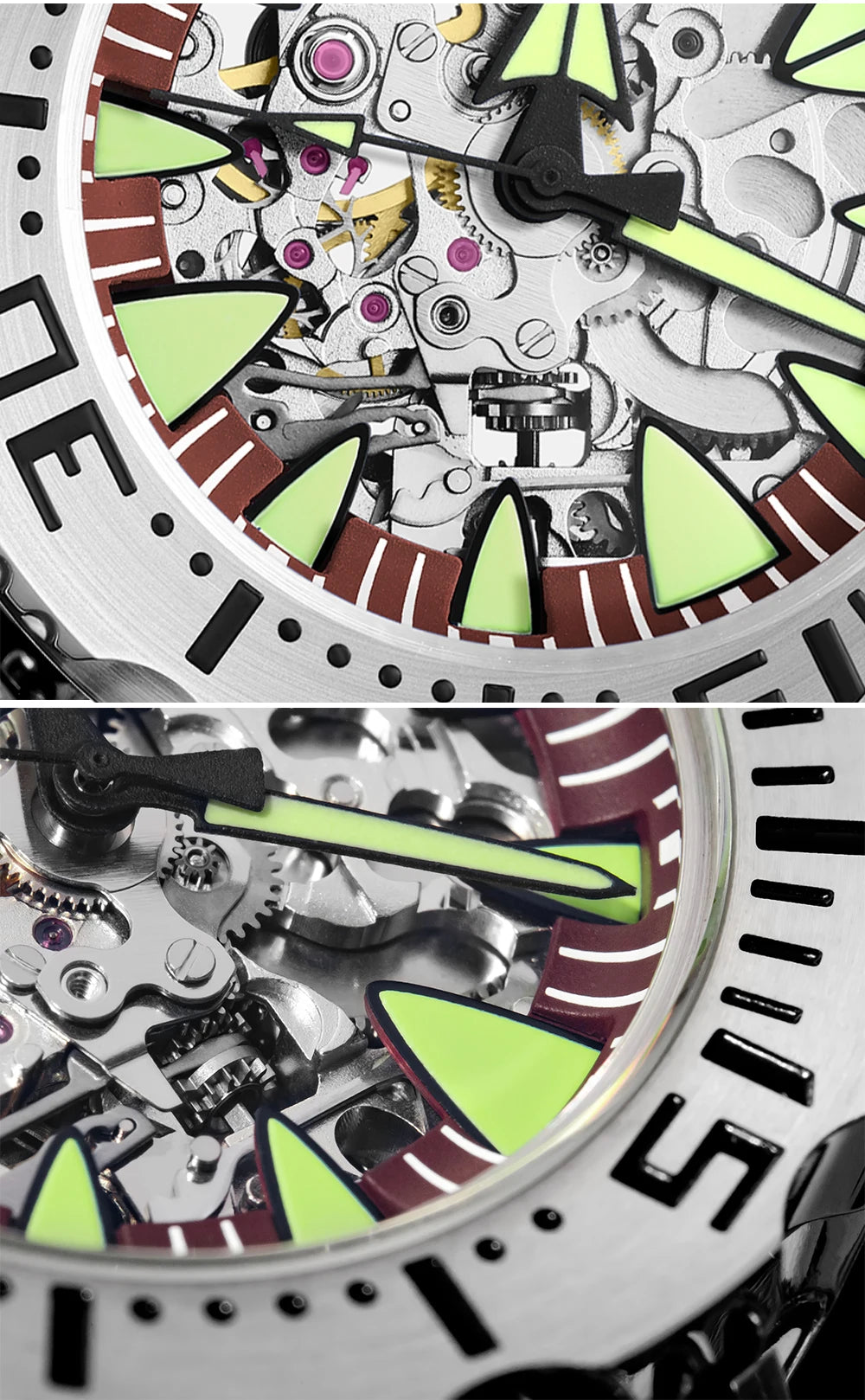 ADDIESDIVE  Luxury Automatic Watches for Men Sapphire 8N24 Stainless Steel Skeleton Luminous 20Bar Waterproof Gift Box Watch