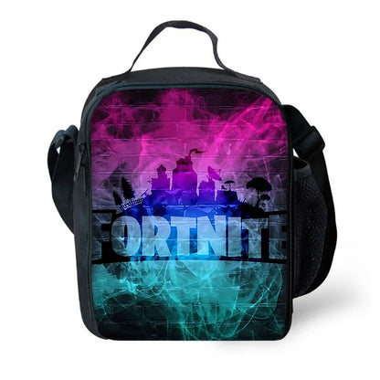 Bolsa térmica infantil aislante de gran capacidad FortniteS, popular entre gamers, para niños y niñas, estudiantes, actividades al aire libre y almuerzos reutilizable