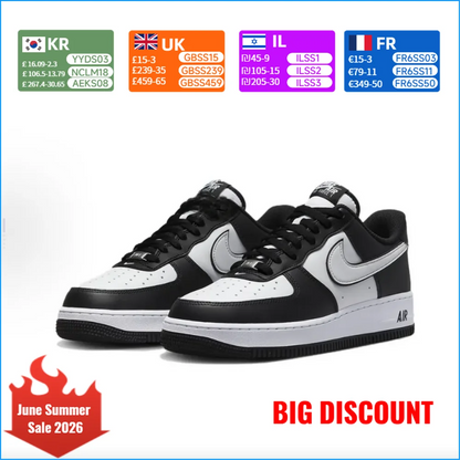 Baskets décontractées basses Nike Air Force 1 « Panda » en cuir, unisexe, blanc/noir, DV0788-001
