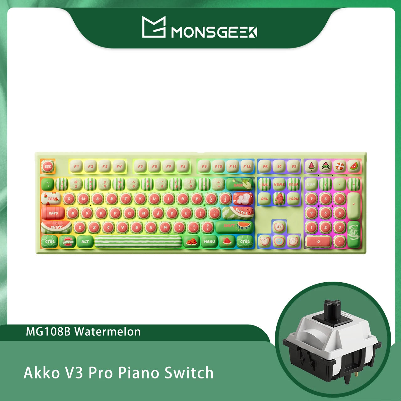 Akko MonsGeek MG108B Bun Wonderland kabellose mechanische Tastatur MOG-Profil RGB 108 Tasten Full Size Hot Swap USB / 2.4G / BT 5.0