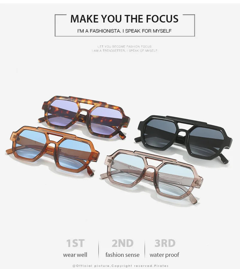 Fashion Pilot Oversized Sunglasses For Women New Double Bridges Sun Glasses Female Retro Square Leopard Purple Eyewear Trendy
