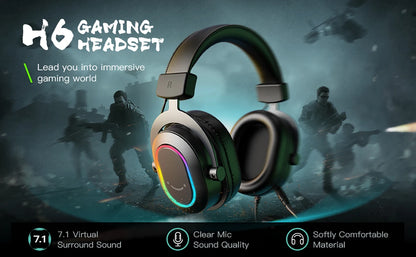 Auscultadores Gaming FIFINE RGB com Microfone – Auscultadores com Fios Over-Ear e Som Surround 7.1 para PC, PS4 e PS5 com 3 Modos EQ
