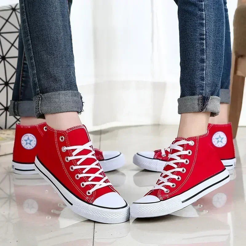 Baskets montantes classiques confortables, chaussures de sport plates, chaussures de marche confortables, mode respirante, toile de loisirs canisée, nouveau