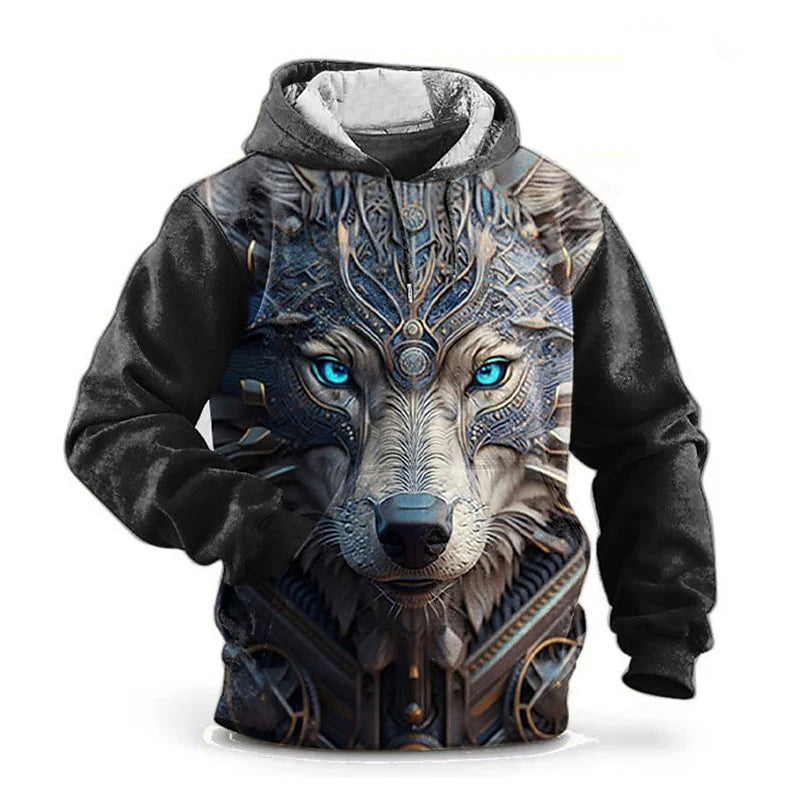 Felpe con cappuccio 3D Print Animal Wolf da uomo e donna, moda autunnale streetwear oversize, pullover Y2K unisex