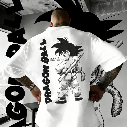 T-shirt oversize Dragon Ball Estate 2026 con cavo di alimentazione, Piccolo Goku, stampa artistica, casual neutro Y2K