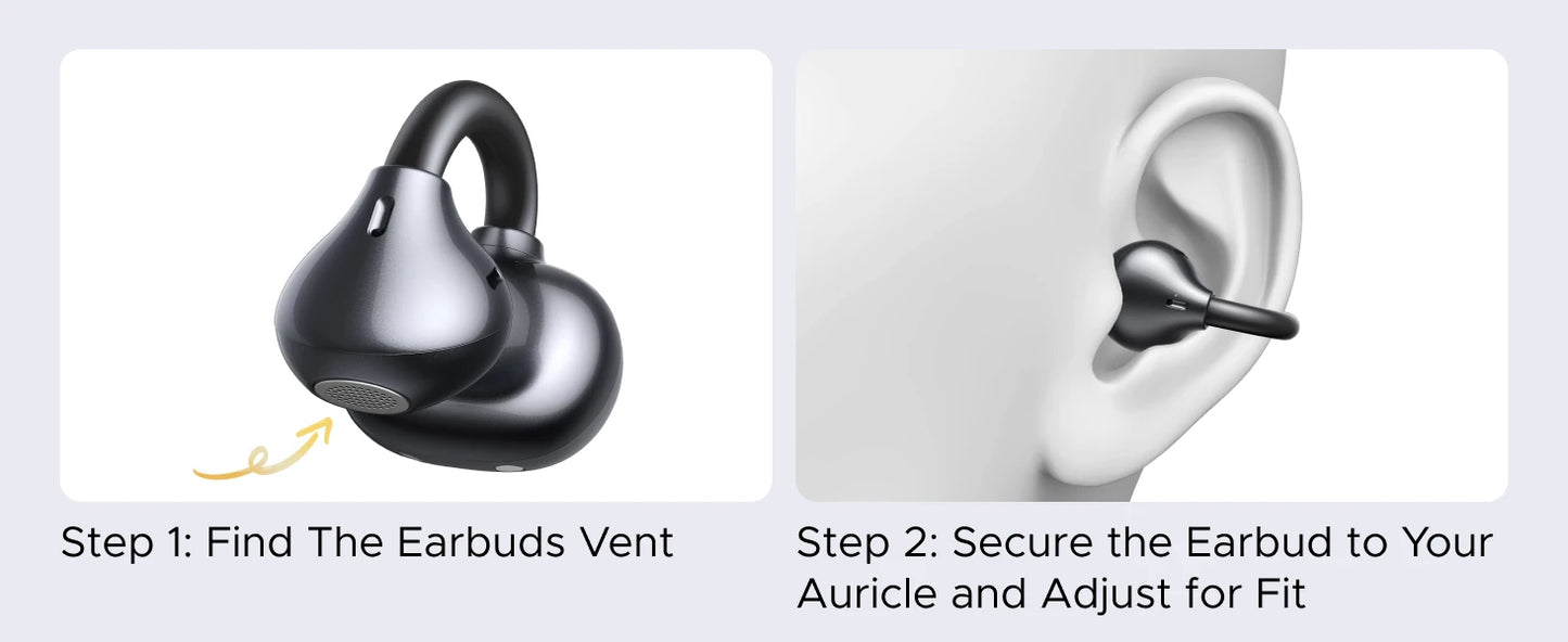 UGREEN ClipBuds Open-Ear Wireless Bluetooth 6.0 Earbuds with 4 Mic Clear Call, 30H Playtime Clip-On Earphones, Waterproof Sport Headphones