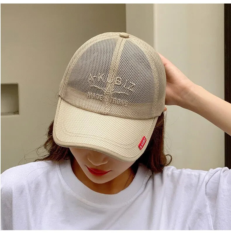 Summer Hats For Men And Women Mesh Baseball Caps Fashion Embroidered Visor Hat Outdoor Embroidered Letter Sun Protection Hat
