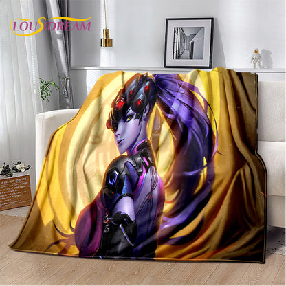 Overwatch Gamer DVA Reaper Manta Macia de Peluche, Manta de Flanela para Sala de Estar, Quarto, Cama, Sofá, Piquenique, Criança, 3D
