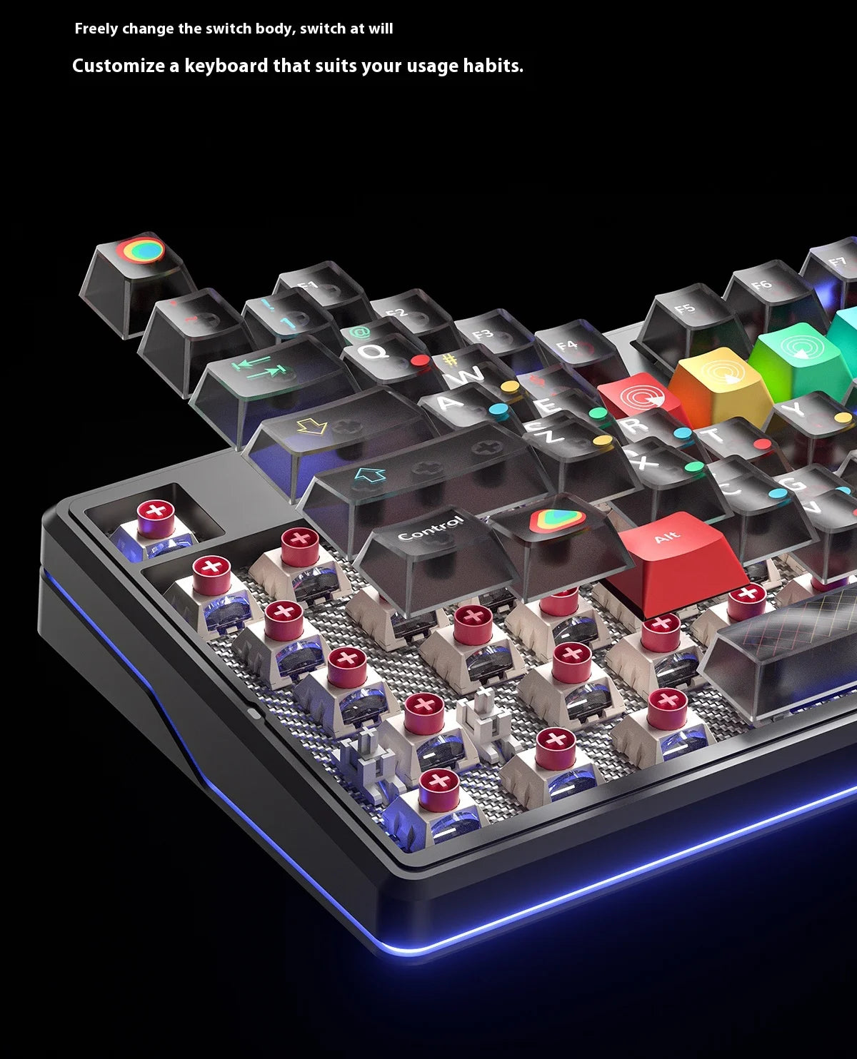 Teclado Mecânico AULA F87 Pro V2, 3 Modos Sem Fios, Bateria de Longa Duração 12000mAh, Hot-Swap, RGB Personalizável, Teclado E-Sports para PC Gaming
