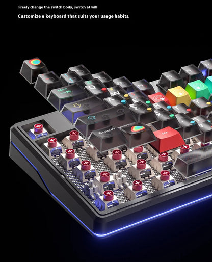 Teclado Mecânico AULA F87 Pro V2, 3 Modos Sem Fios, Bateria de Longa Duração 12000mAh, Hot-Swap, RGB Personalizável, Teclado E-Sports para PC Gaming