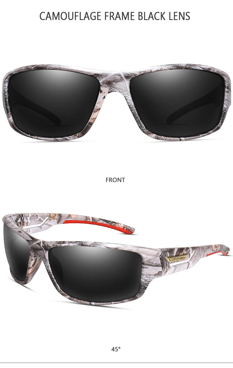 LOISRUBY Camouflage Polarized Cycling Driving Sunglasses Outdoor Tacakle Protection Sports Fishing Running Goggles