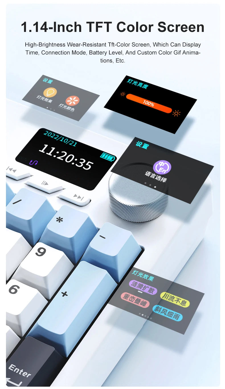 Neue AJAZZ AK35I V3 MAX Tri-Mode kabelgebundene Bluetooth-Wireless-Gaming-Tastatur mit Gasket-Struktur, Full-Key-Hot-Swap, 104 Tasten, individuell anpassbare Tastatur