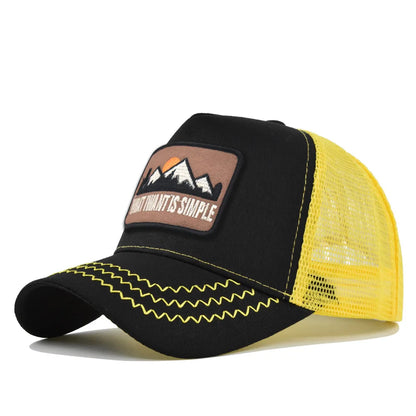 Letter Mesh Breathable Hat Women Men Embroidery Blocking Baseball Cap Sunshade Outdoor Sports Cycling Travel Sun Hat Dad Hat