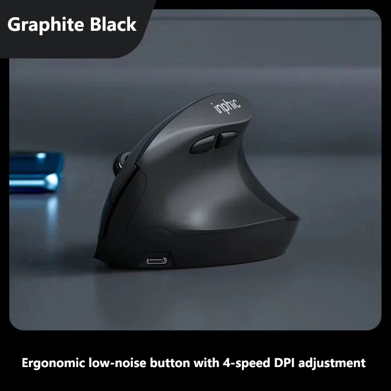 Mouse wireless verticale Inphic X9 PRO, ricarica rapida Type-C, ergonomico e silenzioso, mouse da ufficio per laptop, PC, computer e gaming