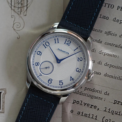 Relógio masculino FARASUTE NEW Machinery com mostrador salmão, movimento mecânico manual ST17, pequeno segundeiro e bracelete Bonklip vintage