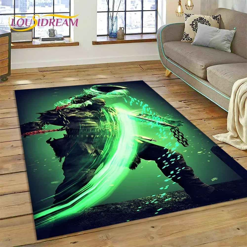 God of War Games Kratos Cartoon 3D Rug Carpet for Living Room Bedroom Home Decor,Floor Mat Non-slip Decoration for Sofa Doormat