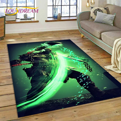 God of War Games Kratos Cartoon 3D Rug Carpet for Living Room Bedroom Home Decor,Floor Mat Non-slip Decoration for Sofa Doormat
