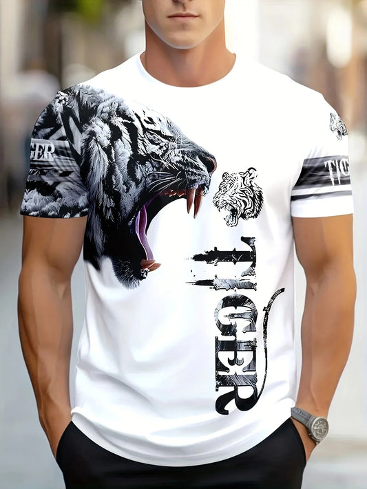 Fashion Men's 3D Eagle Print T-Shirt Black Gold Eagle Graphic Tee Breathable Crew Neck Streetwear Short Sleeve Top for Men