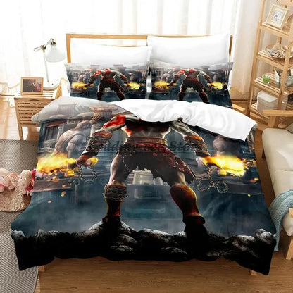 2023 Game God of War Bedding Set Single Twin Full Queen King Size Bed Set Aldult Kid Bedroom Duvetcover Sets Anime Bed Sheet Set