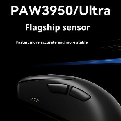 Rato Gaming Sem Fios ATK Z1 Pro Max Ultra com Pé Personalizado, PAW3950 Ultra Smart Speed Wireless, Taxa de Polling 8k e Baixa Latência de 0.39ms