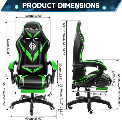 200Lbs Load Gaming Chair with Massage Ergonomic Computer Chair Footrest and Lumbar Support Reclining PC Chair Adjustable Armrest