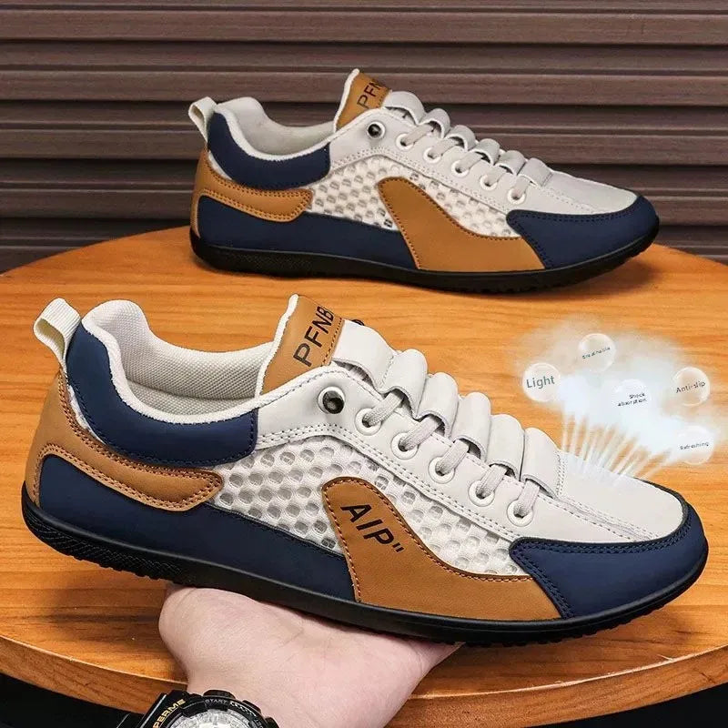 Slip-On-Sportschuhe für Herren mit Schnürung, atmungsaktivem Mesh, unisex, für Frühling und Herbst, niedrig geschnitten, flach, schnell und einfach anzuziehen