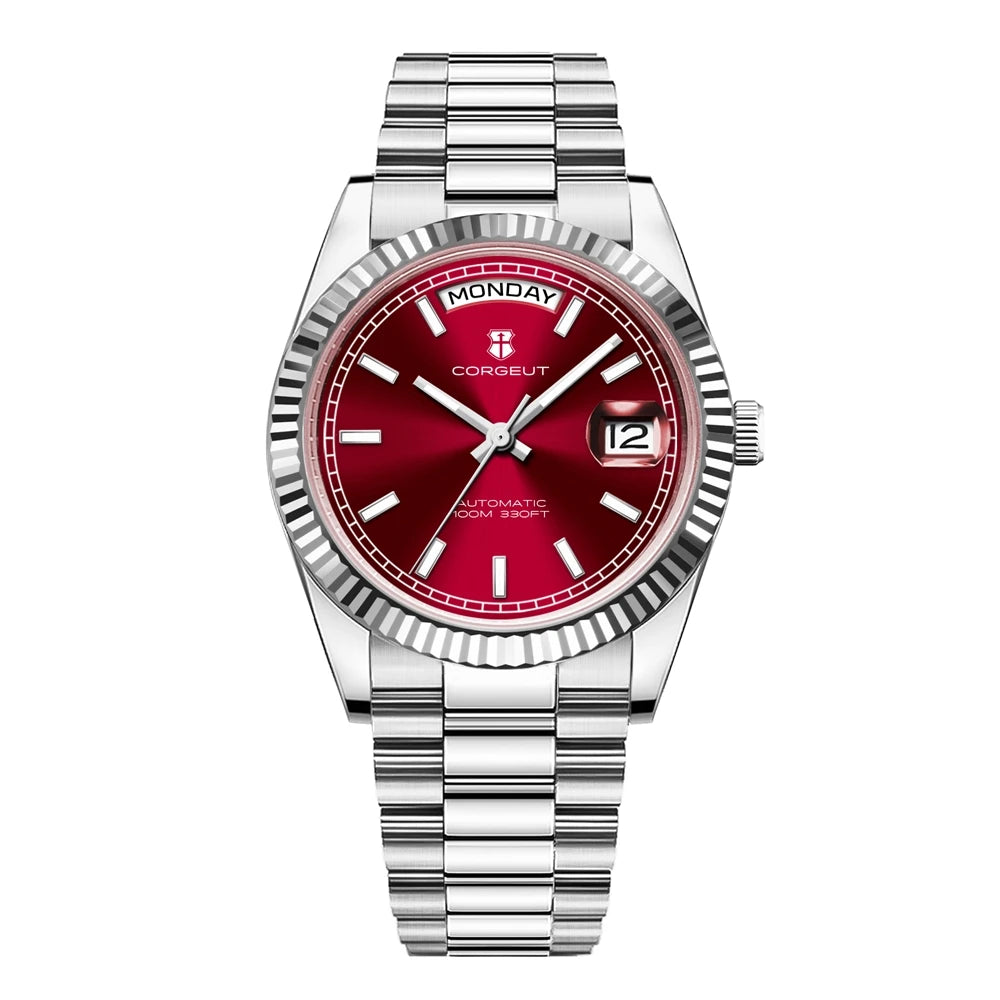 Luxuriöse Corgeut 36MM Herrenuhr ST1644 Automatische mechanische Armbanduhr mit Saphirglas Relogio Masculino 10BAR Day Swim Dress Watch