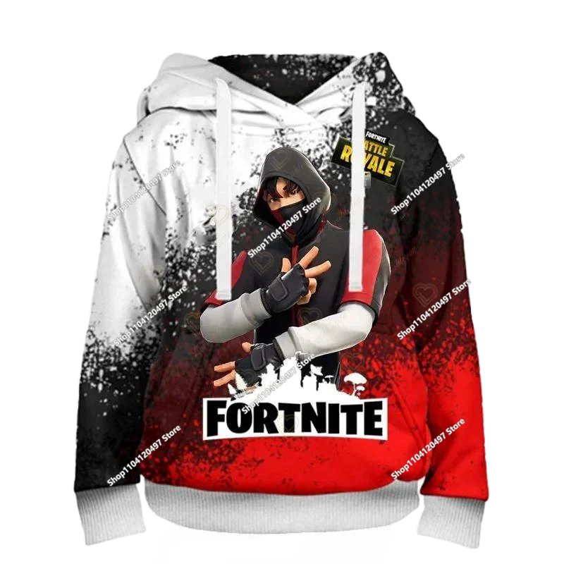 Sweatshirt com capuz Fortnite 3D com estampagem digital, folgado e confortável, novidade de outono